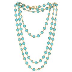 Vintage Chanel Sautoir with Faceted Turquoise Stones