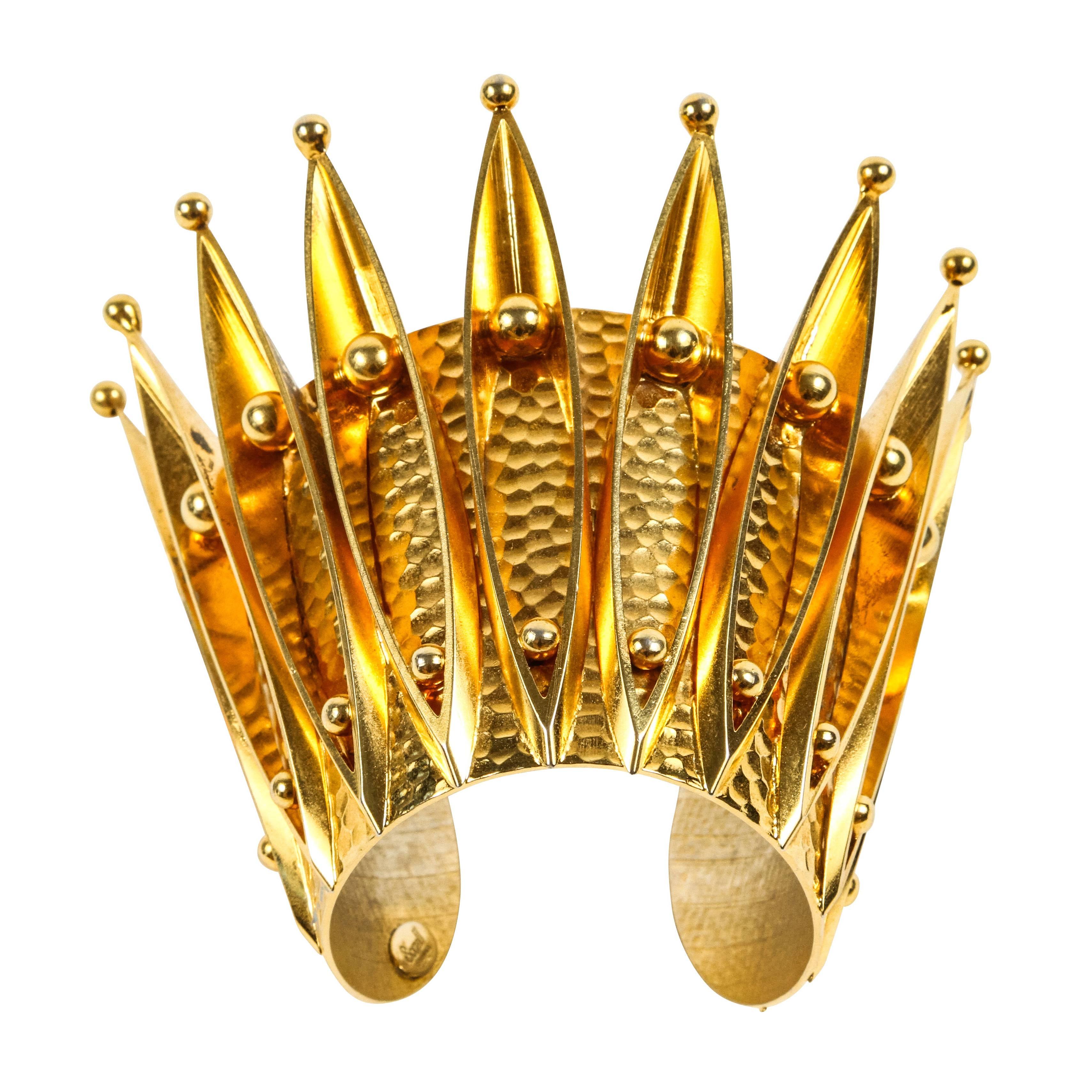 Unique Gold Gilt Crown Cuff Bracelet by Sorrell Originals
