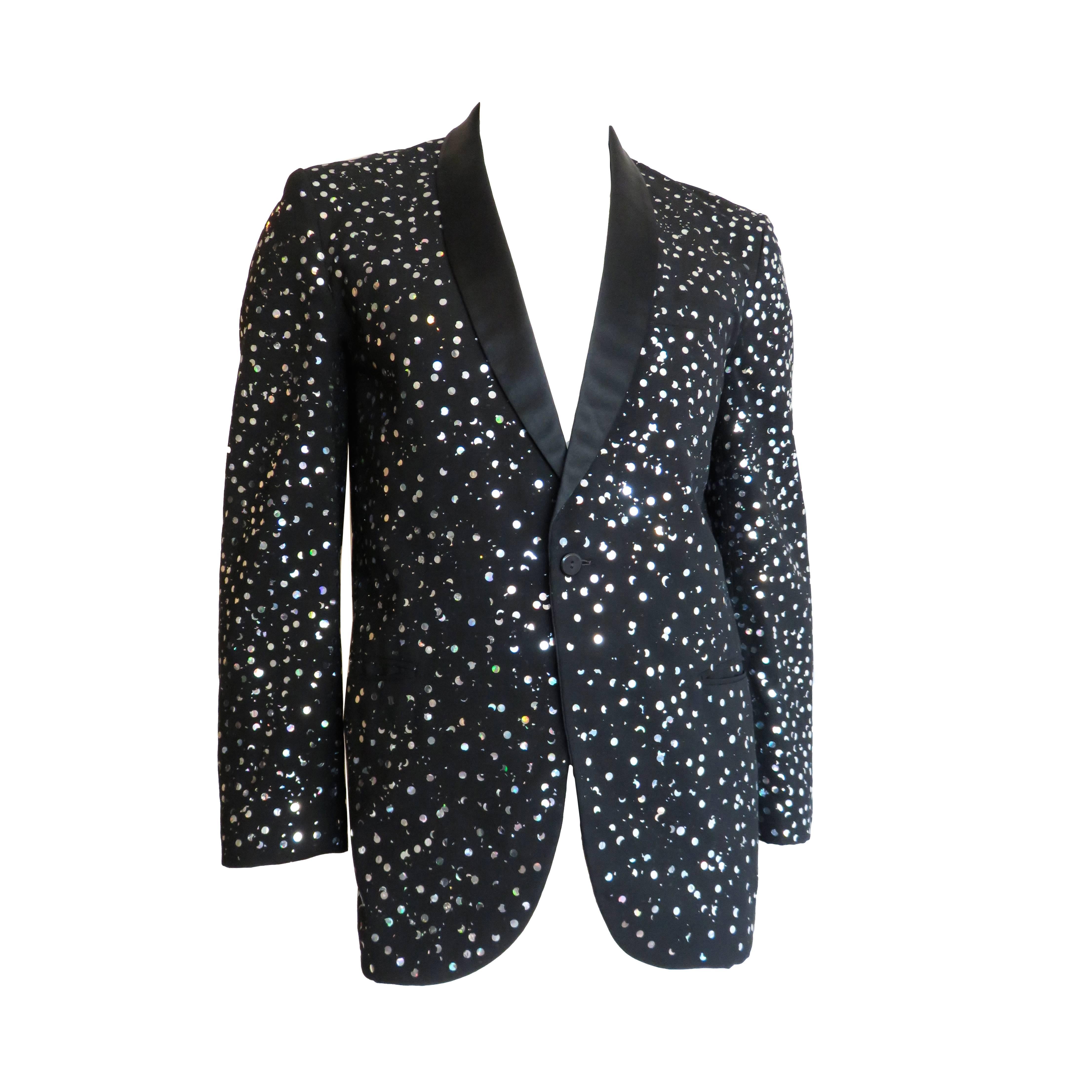 1980's Men's hologram confetti tuxedo jacket  For Sale