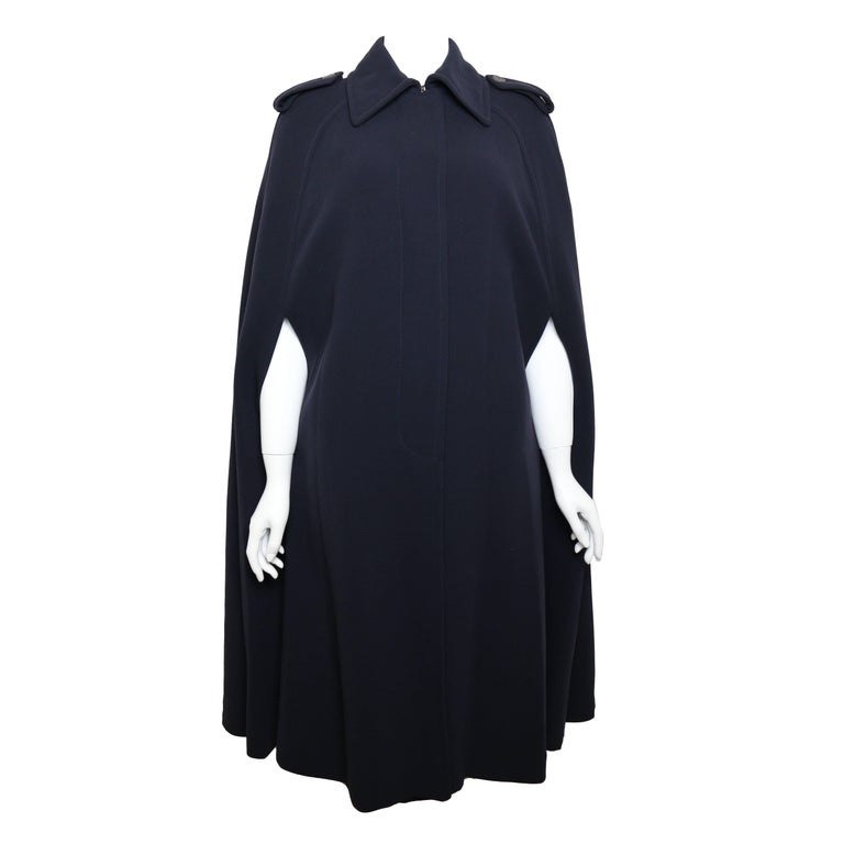 Vintage Fall 1996 Gucci by Tom Ford  Navy Wool Long Cape Coat For Sale