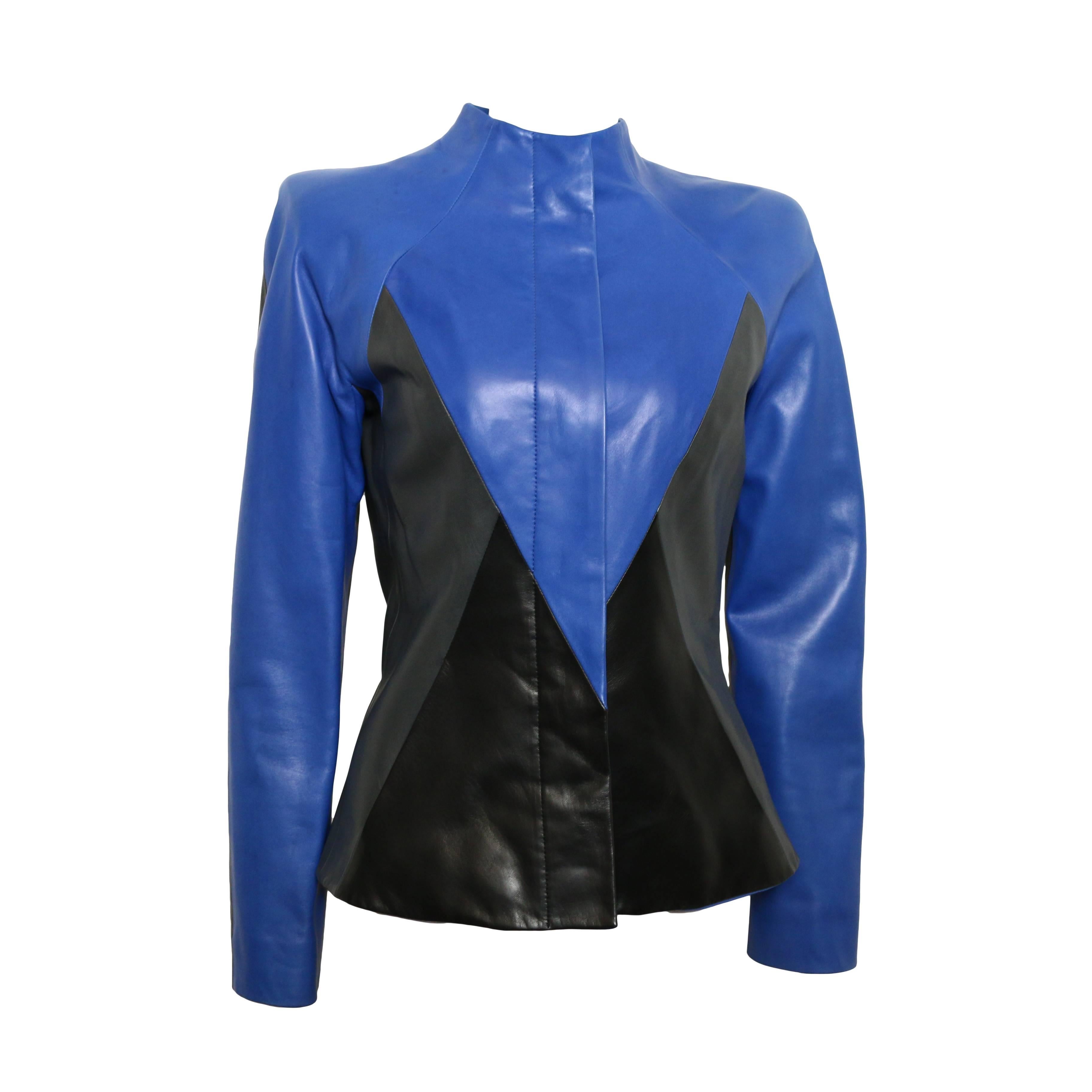Givenchy Haute Couture Colour Blocked Geometric Leather Jacket