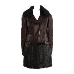 Limited Edition Chanel Leather & Faux Fur Biker Coat 4