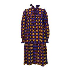 Vintage 1970's Yves Saint Laurent Polka Dot Smock Dress