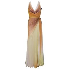 Early 2000's Versace Tan Ombre Gown 5