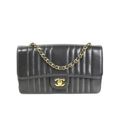 Vintage Chanel Vertical Quilted Lambskin Leather Small Flap Bag