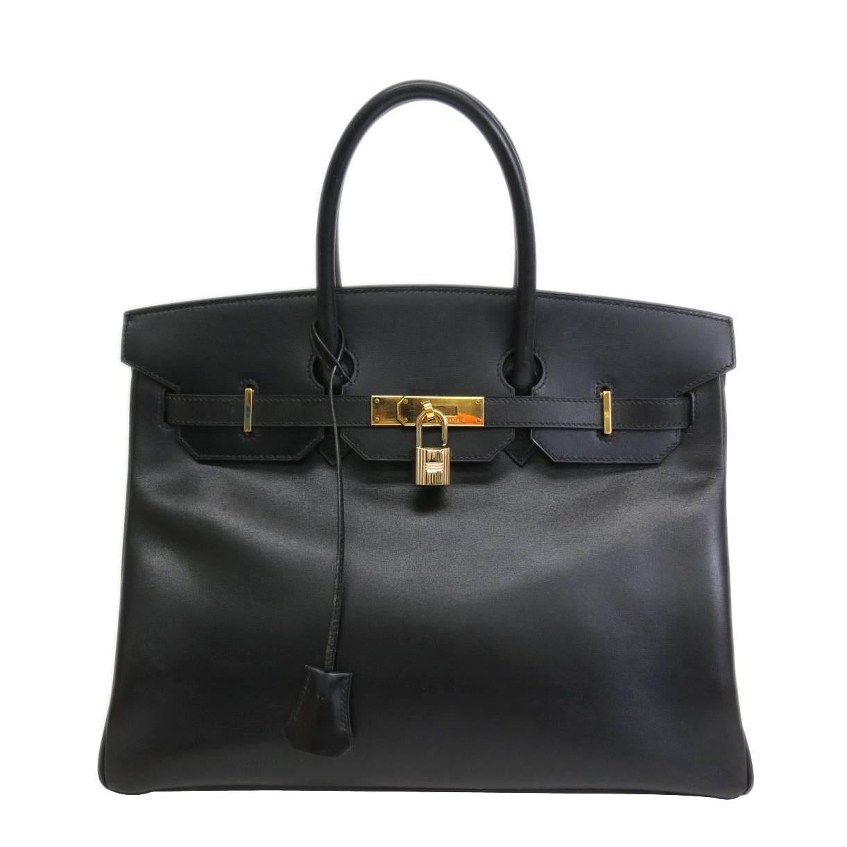 Hermes Birkin 35 Black Box Calf Gold Hardware