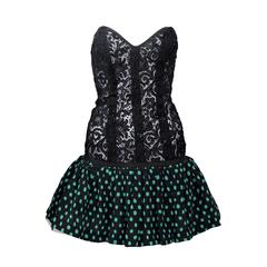 Vintage Yves Saint Laurent Black Strapless Lace and Silk Party Dress YSL 11
