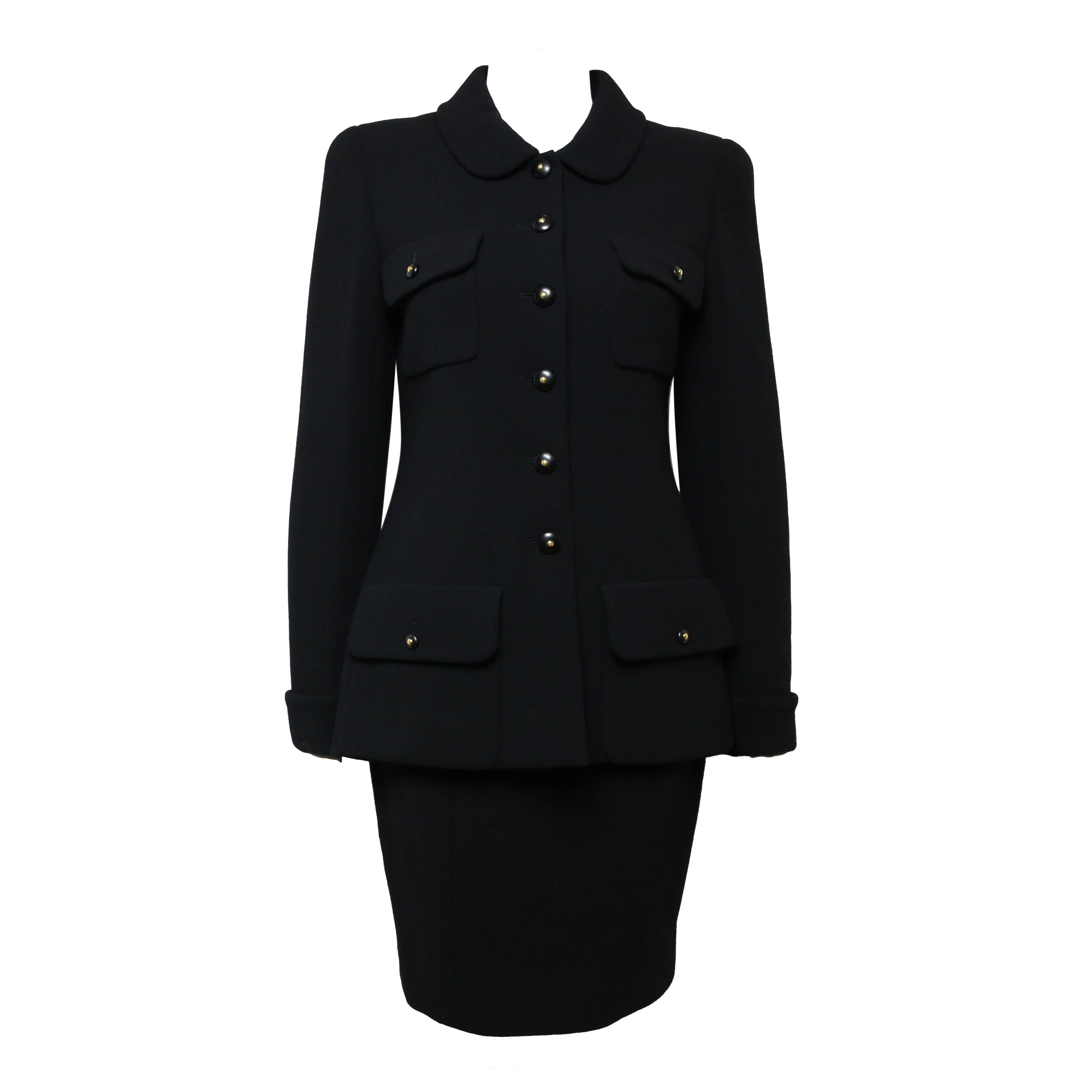 Chanel Black Wool Suit