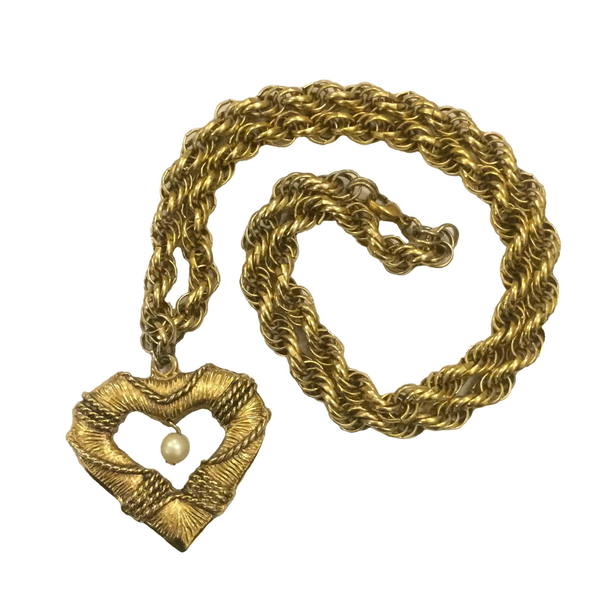 Moschino 1980s Goldtone Lifesaver Heart Necklace