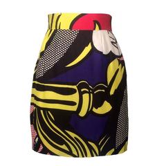 Moschino Cheap & Chic 1990s Lichenstein Comic Print Mini Skirt