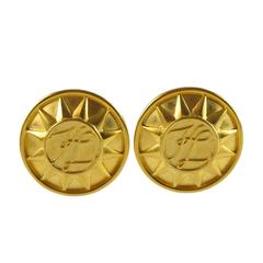 Oversized Karl Lagerfeld KL logo clip on Earrings with Sun Design 10