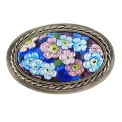 Camille Faure Limoges France Enamel Floral Brooch Pin 6