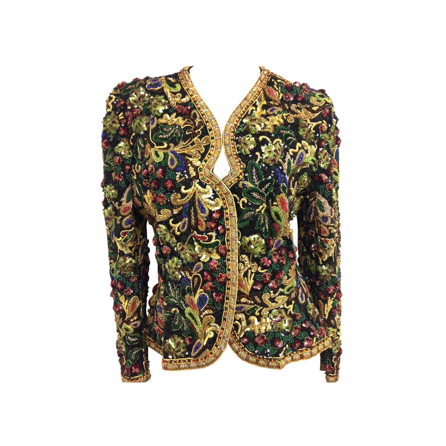 1983 Oscar de La Renta Heavily Embroidered and Beaded Evening Jacket