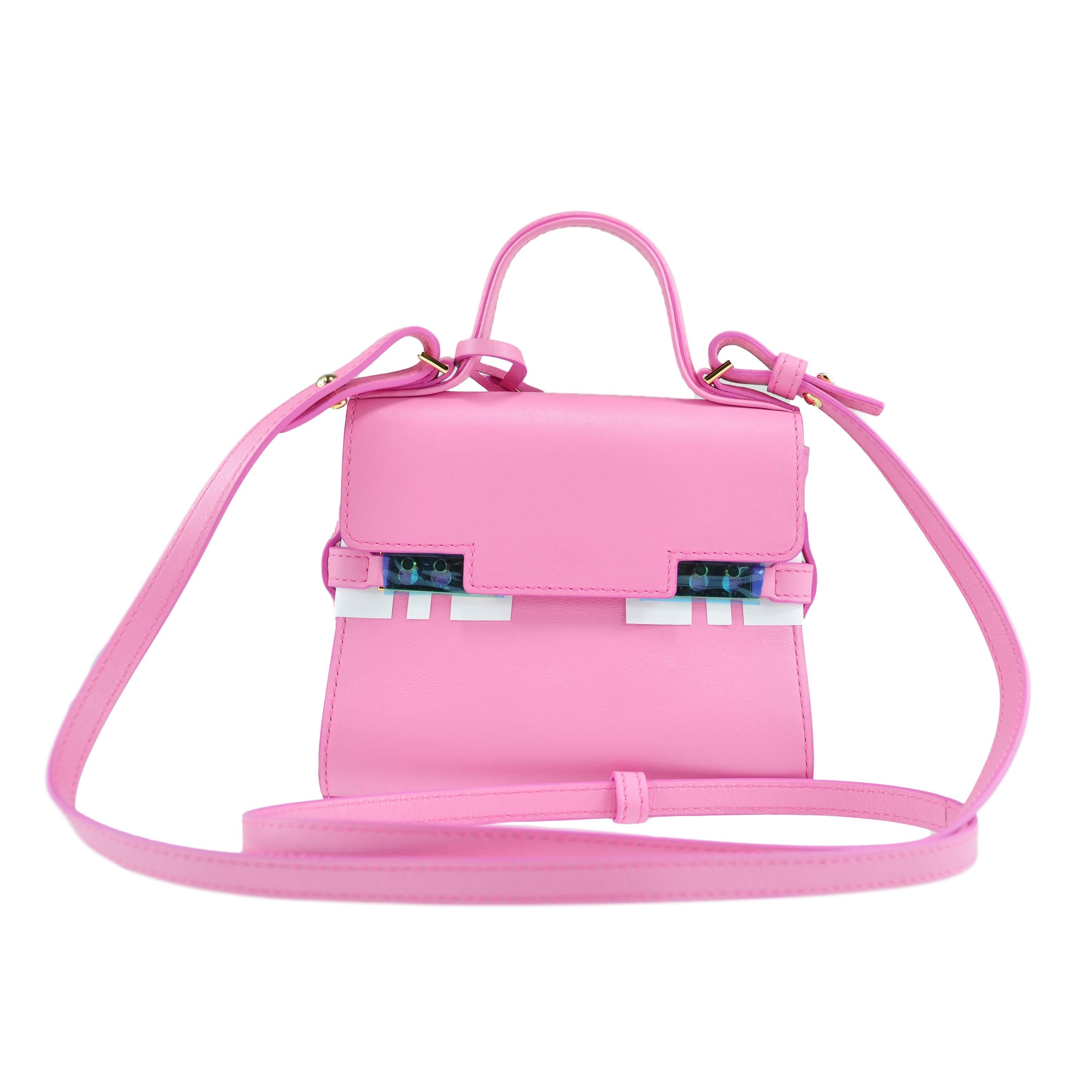 Delvaux Tempete Micro Flamingo Pink Calf Leather Bag New