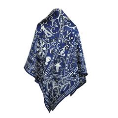 Hermes Peuple du Vent Giant Silk Twill Shawl/Wrap 55" New