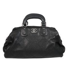 CHANEL Double Top Handle Black Caviar Leather Doctor Bag Excellent Condition