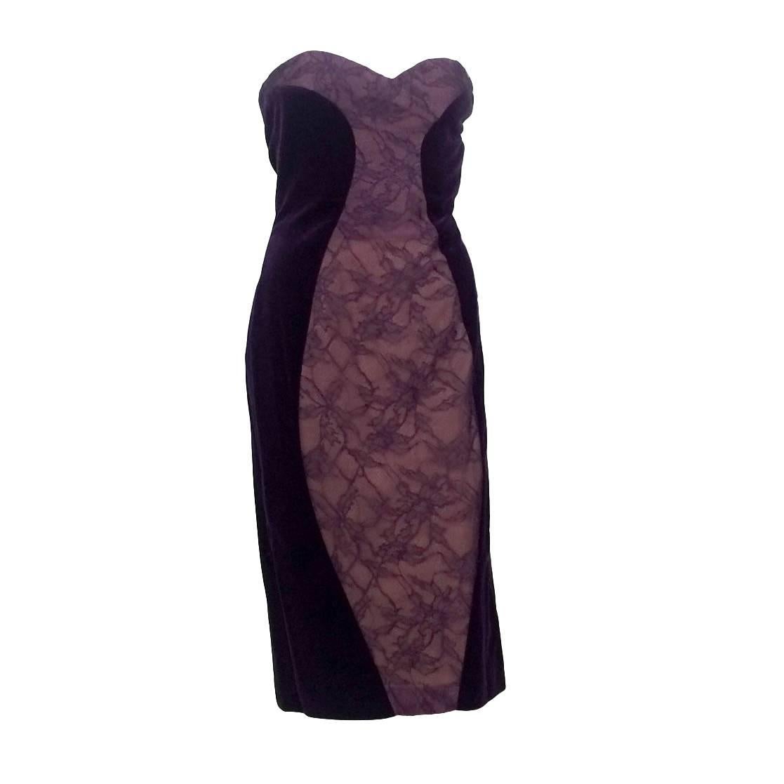 Paco Rabanne Velvet and Lace Dress - 1970s For Sale