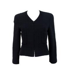 Chanel Navy Cropped Zip-Up Jacket