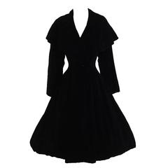 Vintage 1950s Black Silk Velvet Lilli Ann Princess Coat