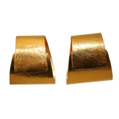 Herve van der Straeten Gilded Brass Folded Clip Earrings