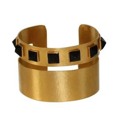Herve van der Straeten Gilded Brass and Black Onyx Cuff