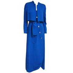 Pauline Trigere Scalloped Wrap Blue Gown & Bolero Jacket 11