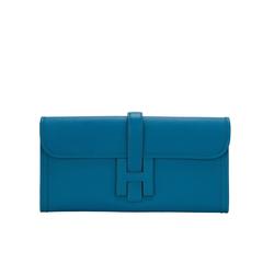 Hermes Blue Izmir Epsom Jige Elan Clutch 29cm