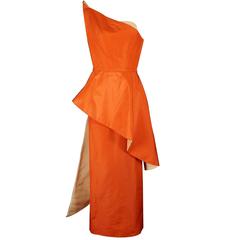 1950s Rare Silk Twill 2pc Fontana Evening Gown
