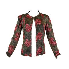 Vintage 1930s Metallic Rose Beaded Evening Jacket