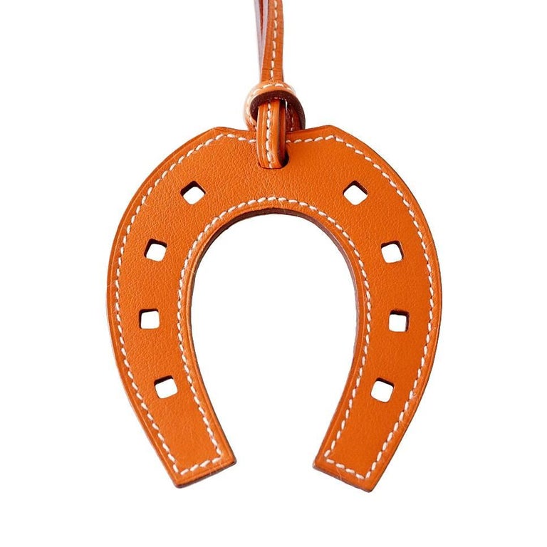 Hermes Paddock Horse Shoe Rare Bag Charm Orange Leather at 1stDibs