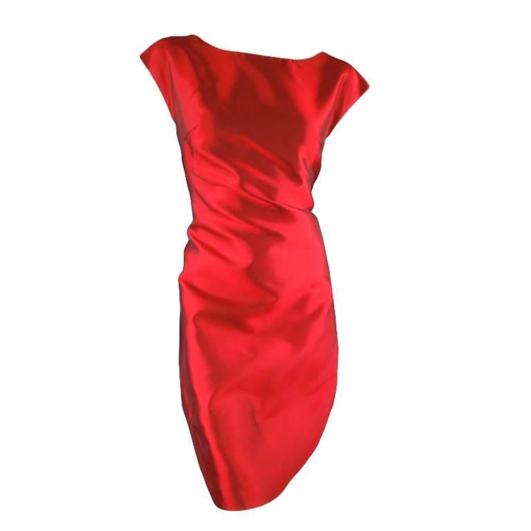DOLCE 
GABBANA Size 12 Red Taffeta Zip Cocktail Dress