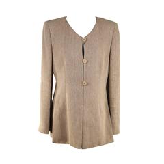 ARMANI COLLEZIONI Italian Beige Herringbone Linen BLAZER Jacket SIZE 44 IT 5