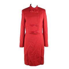 VERSACE Red Wool & Silk DRESS & JACKET Set SUIT 2007 Fall Collection Sz 40 IT