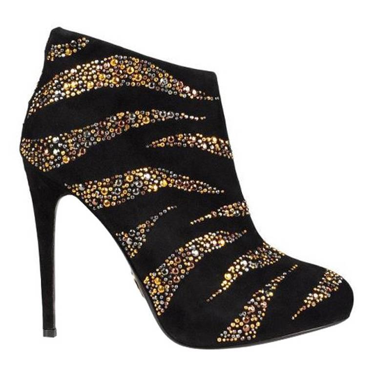 New Roberto Cavalli CRYSTAL EMBELLISHED ANKLE BOOTS 37.5 For Sale at ...