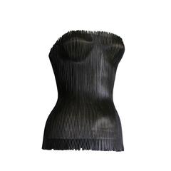 That Iconic & Amazing Tom Ford Gucci 2001 Black Leather Nude Corset Runway Top!