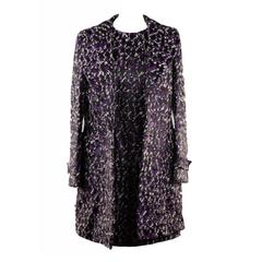 VERSACE Purple Wool Blend DRESS & COAT Set SUIT 2008 Fall Collection Sz 40 IT 9