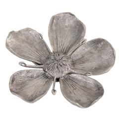 GUCCI Italian VINTAGE Silver Metal FLOWER ASHTRAY w/ 5 Removal Petals w/ 5 Removalable Petals