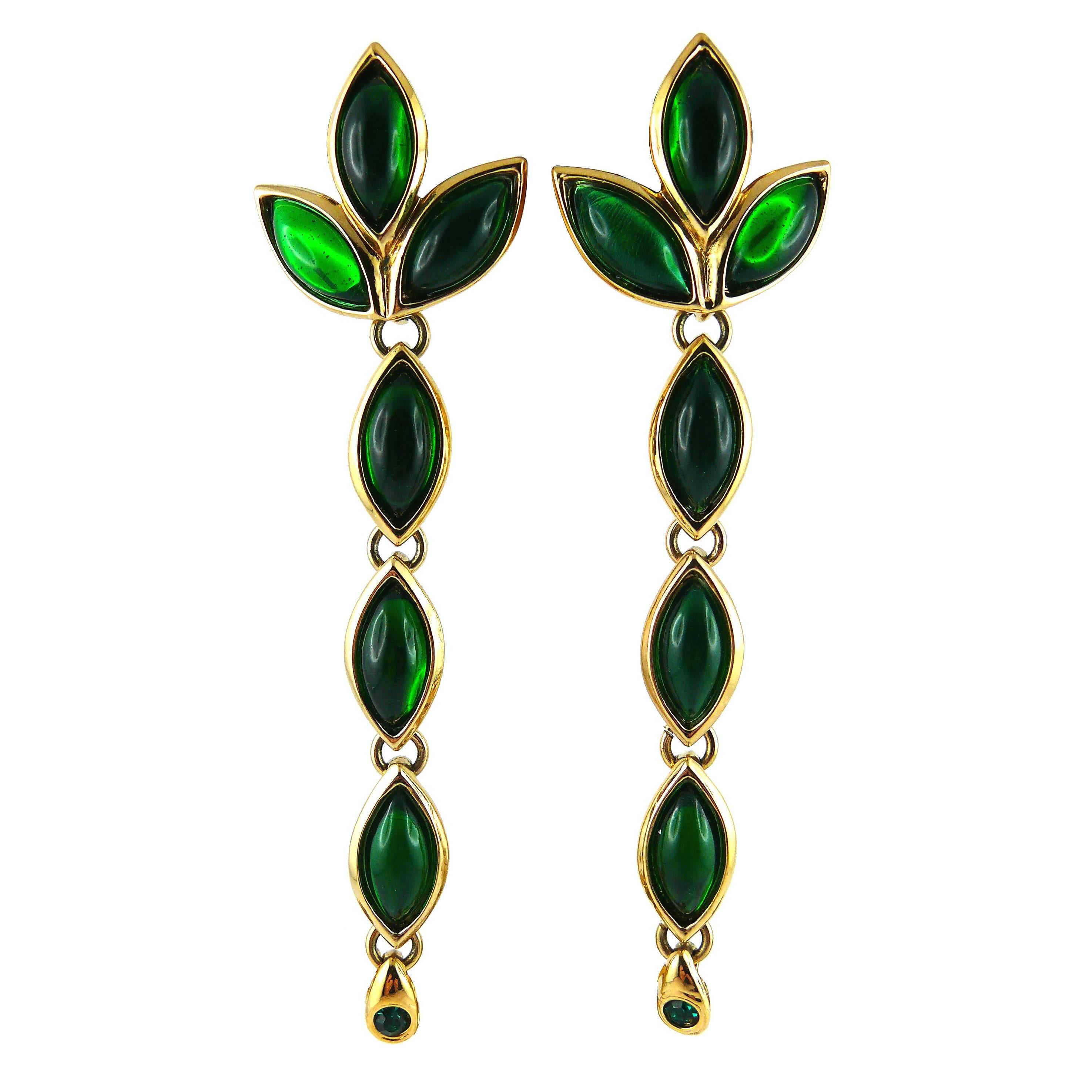 Yves Saint Laurent YSL Vintage Emerald Dangling Earrings