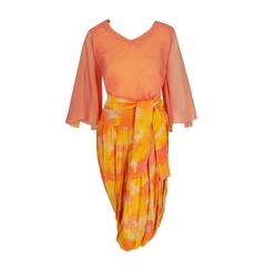 1960's Phyllis Diller Estate Pink & Yellow Chiffon Gypsy Harem-Pants Ensemble 6