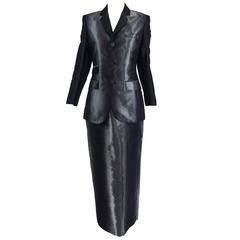 Shimmery Jean Paul Gaultier silver lame evening skirt & jacket 