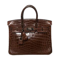RARO Bolso Birkin Hermes Niloticus Cocodrilo Marrón 25cm