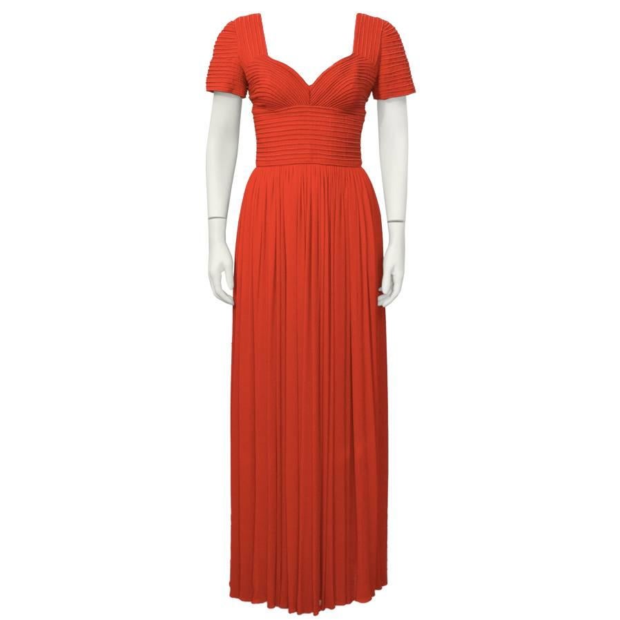 1980's Oscar de la Renta Red Cap Sleeve Gown