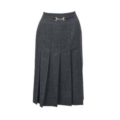 1970's Celine Grey Pleated Skirt