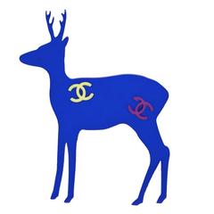 2001 Chanel Blue Reindeer Pin