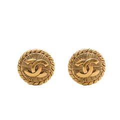 1980s Round Logo Chanel Clip-On Earrings
