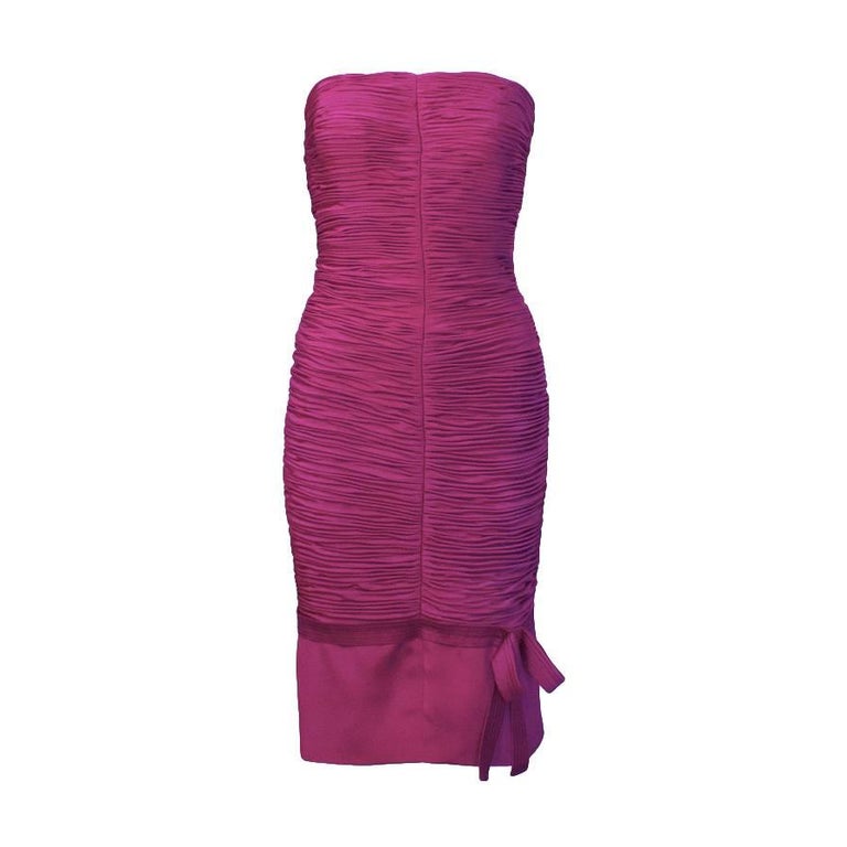 1990's Gianni Versace Magenta Wiggle Dress For Sale at 1stDibs