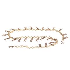 ROBERTA DI CAMERINO Vintage Gold Metal R LOGO Pendant CHAIN BELT NECKLACE 4