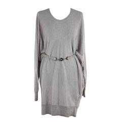 VERSACE Gray Cashmere JUMPER DRESS w/ Belt 2007 Fall Collection Sz 40 IT 4