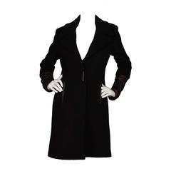 Elie Tahari Black Wool & Leather Coat sz 4