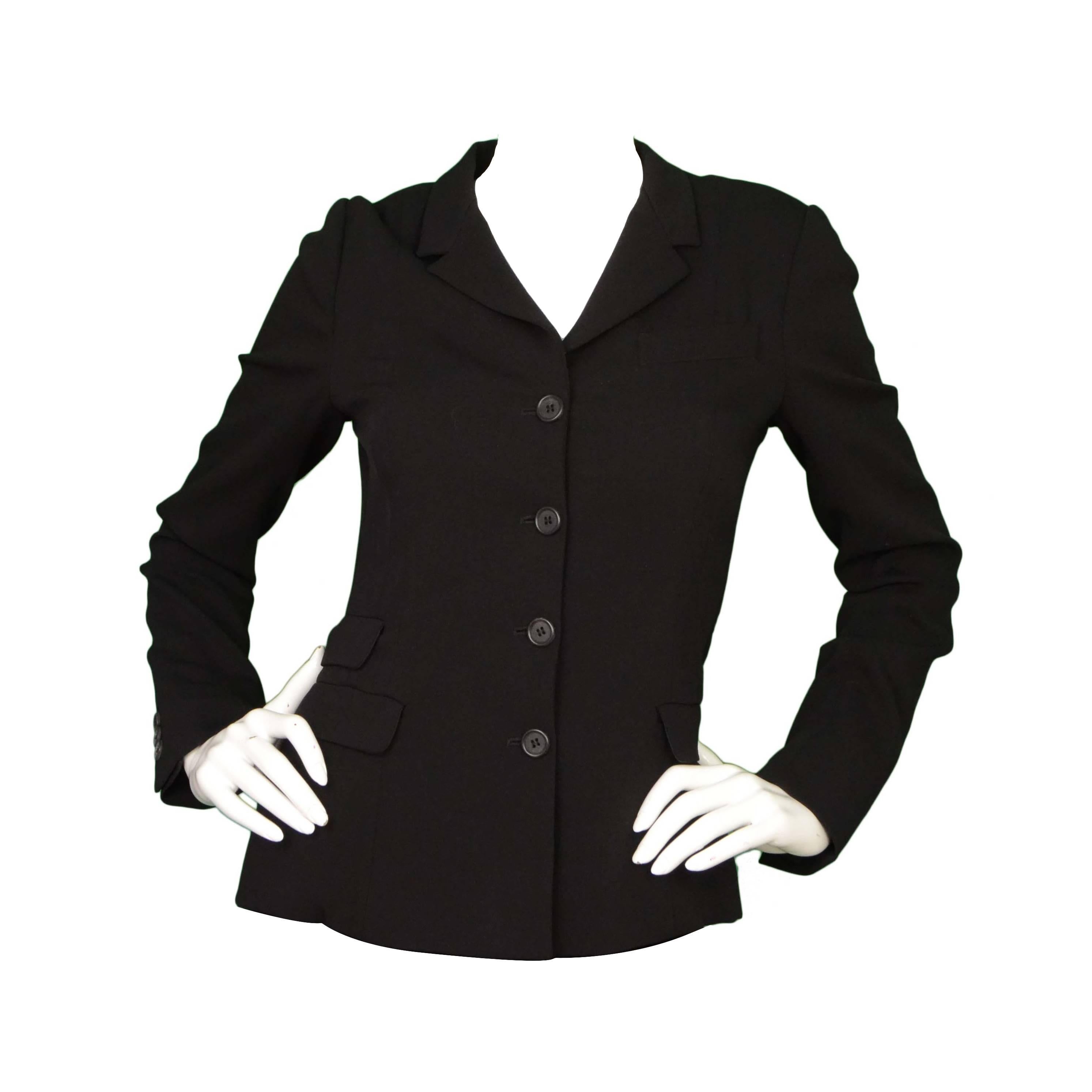 Prada Black Wool Blazer sz 42